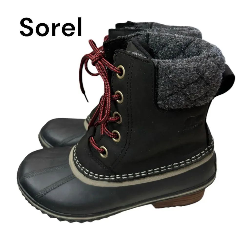 Sorel Women's Slimpack II Lace Black Kettle Waterproof Snow Boots with Box 6